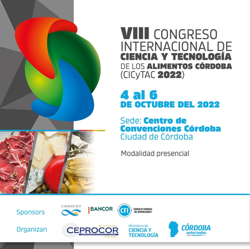 Se realizará en Córdoba la octava edición de Congreso Internacional de Ciencia y Tecnología de los Alimentos.