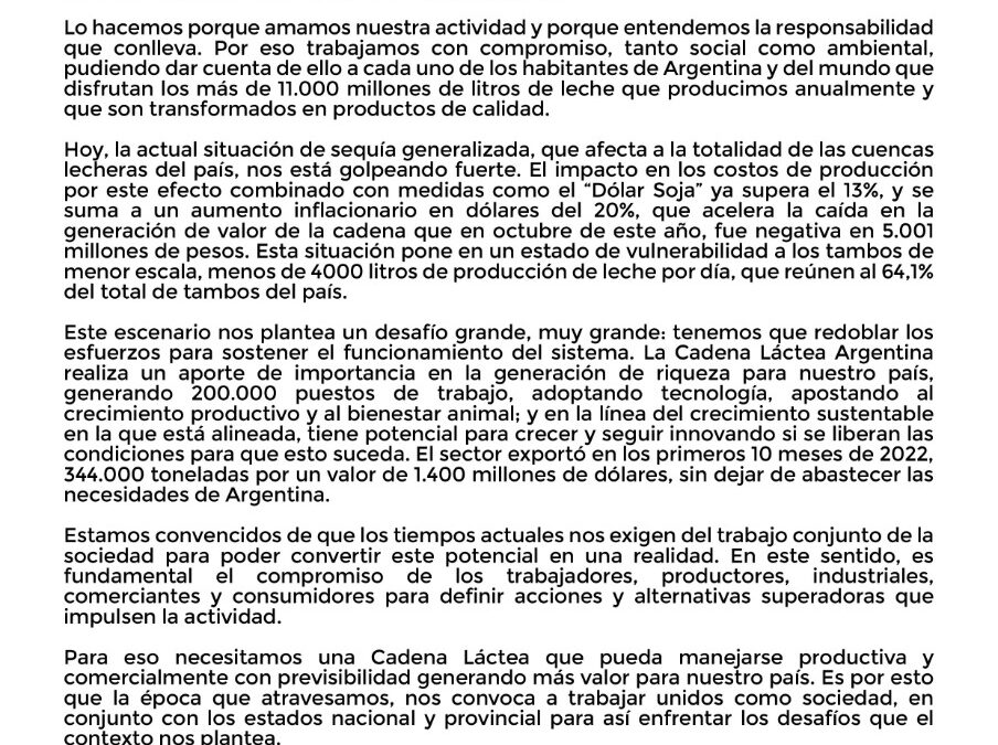 Carta Abierta de la Cadena Láctea a la Sociedad Argentina